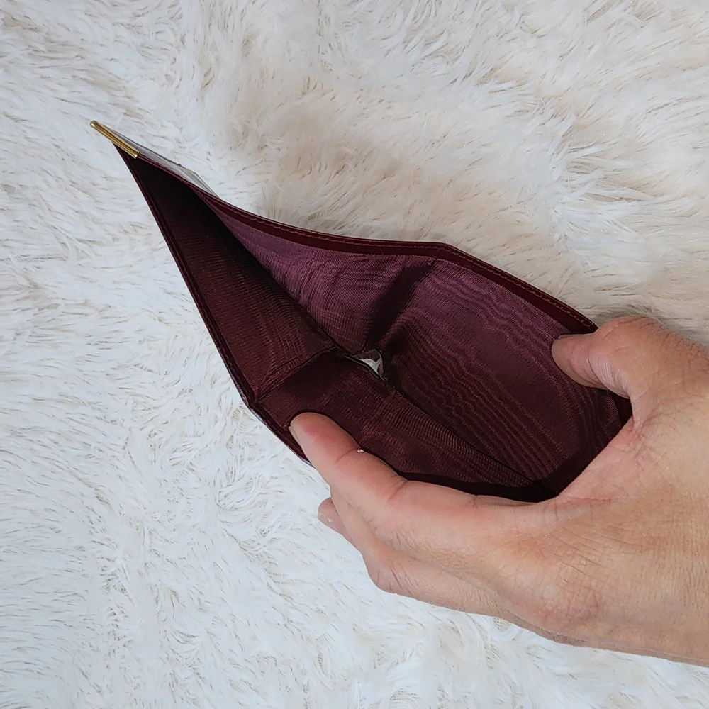 CELINE Burgundy/Red Leather Wallet with Gold Accents - Picture 8 of 15